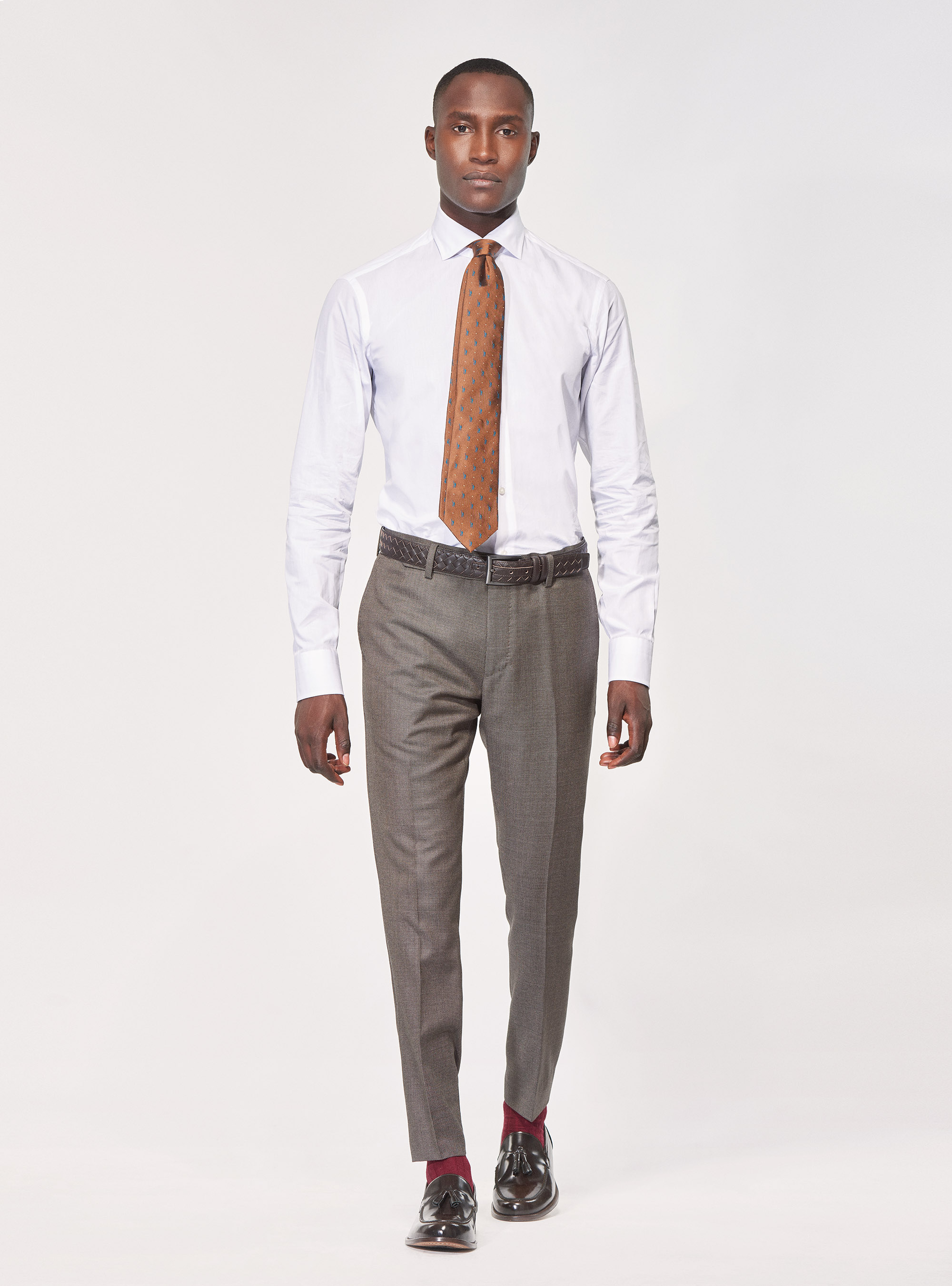 Chemise fil &agrave; fil avec col semi-fran&ccedil;ais, BLANC