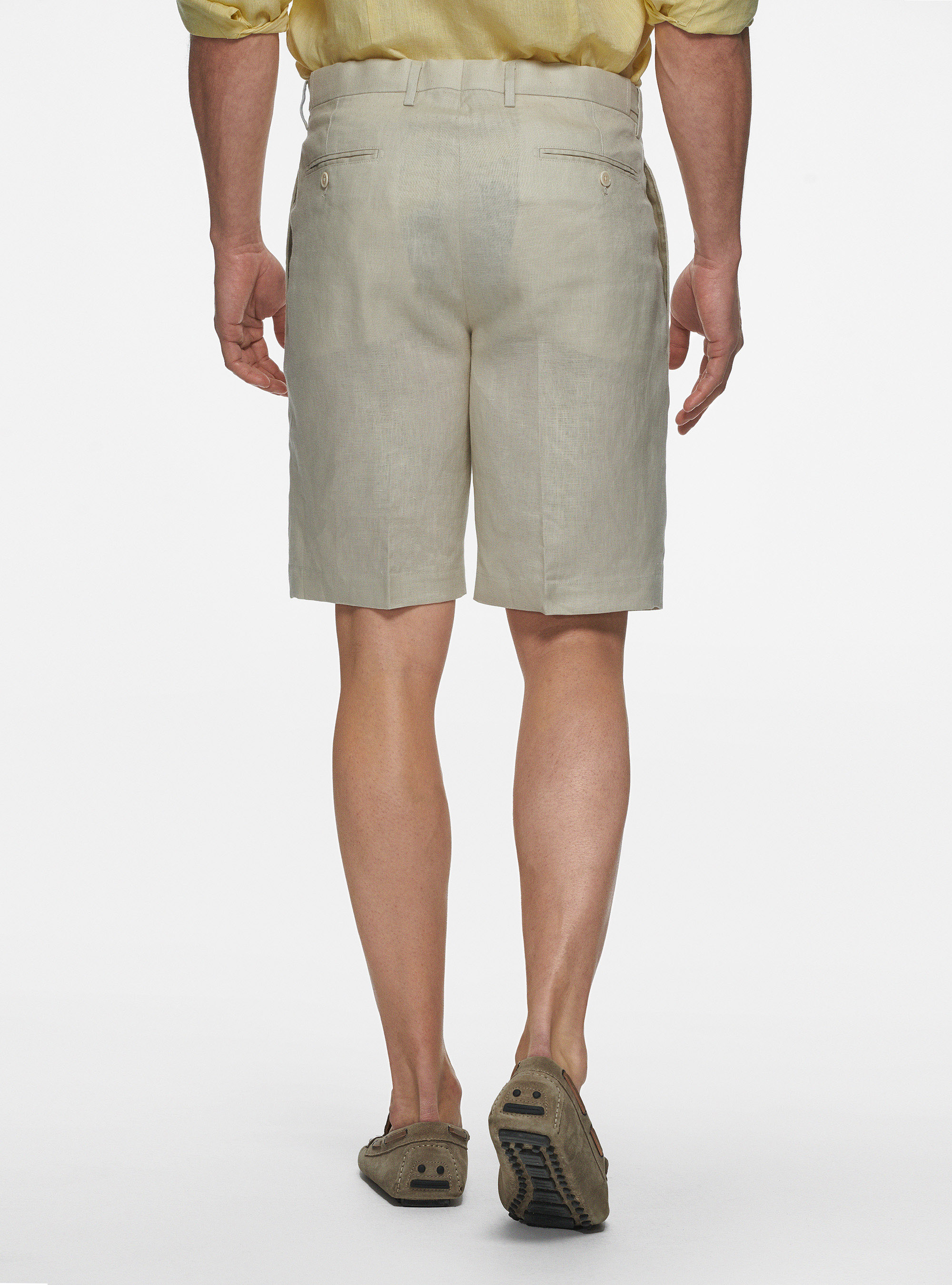 Bermuda in lino con pinces, ECRU