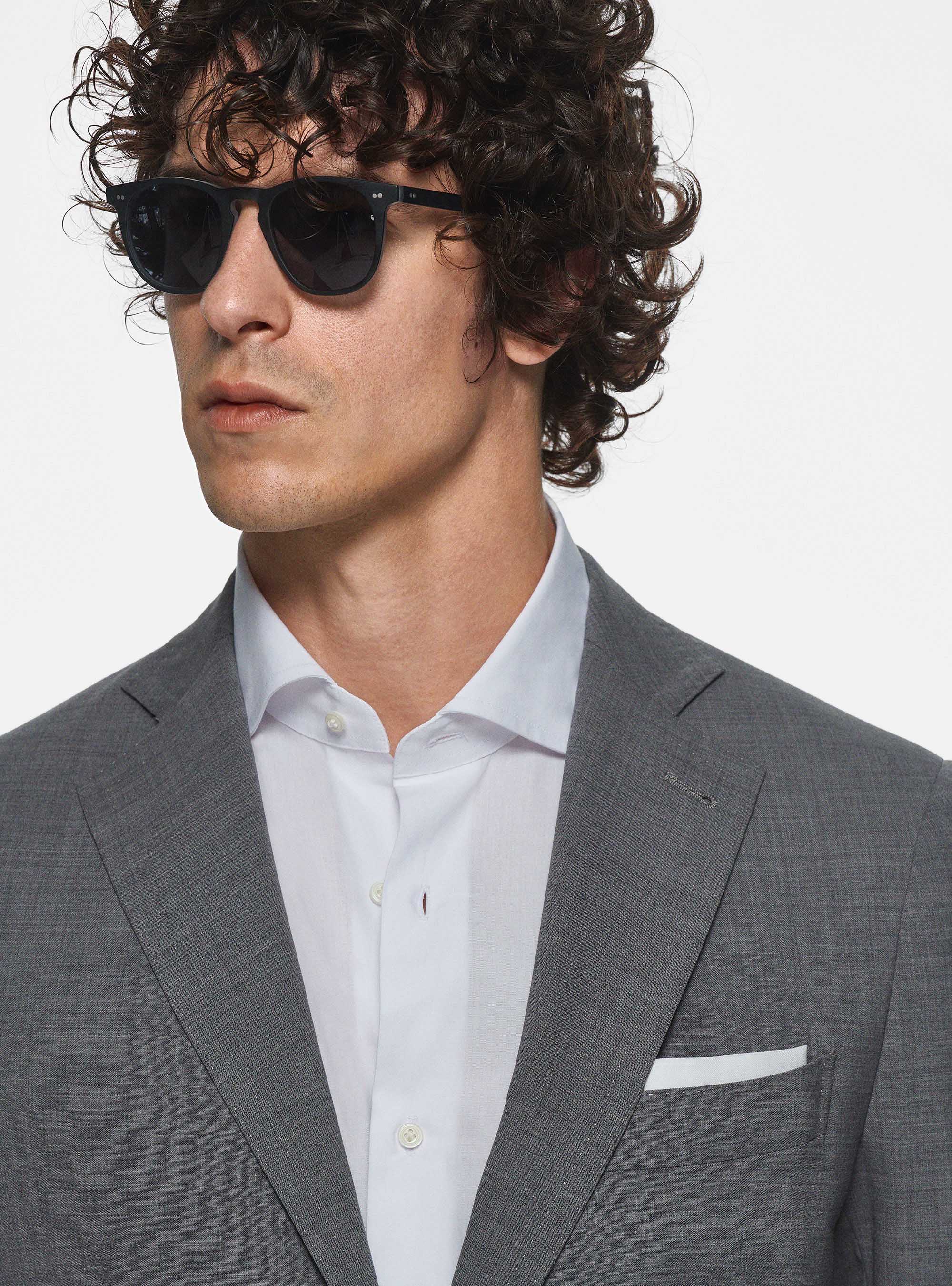 Blazer in pure superfine wool 120, LIGHT GREY MELANGE