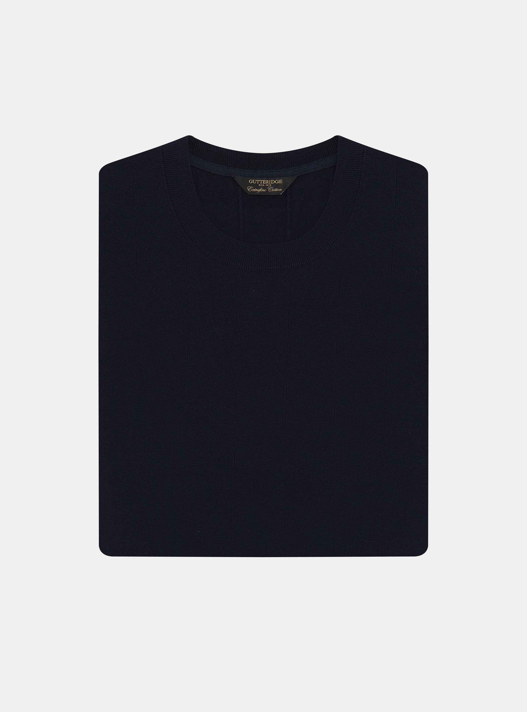 Pure cotton flat-ribbed sweater, NAVY BLUE