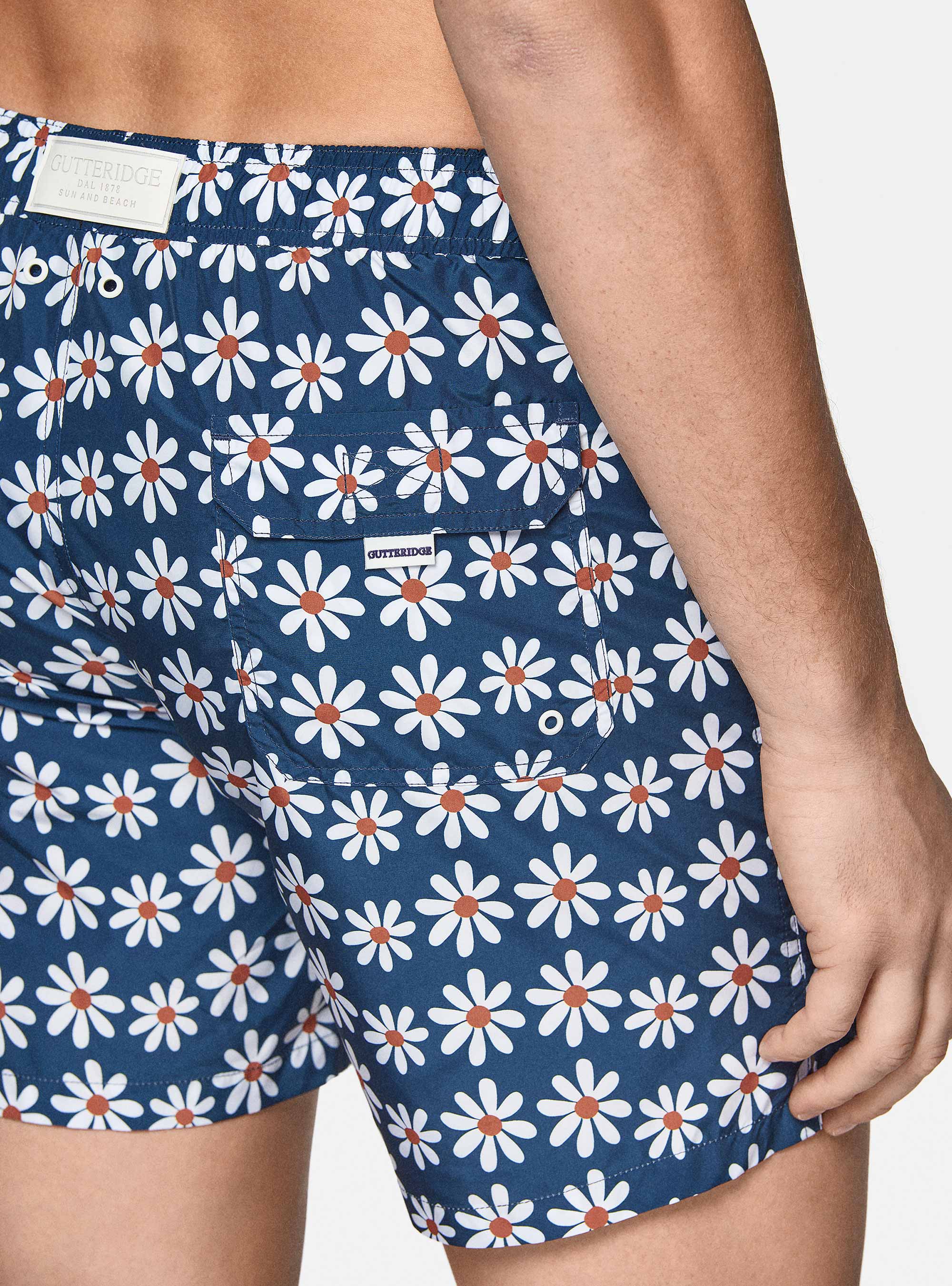 Daisy print swimwear, NAVY BLUE