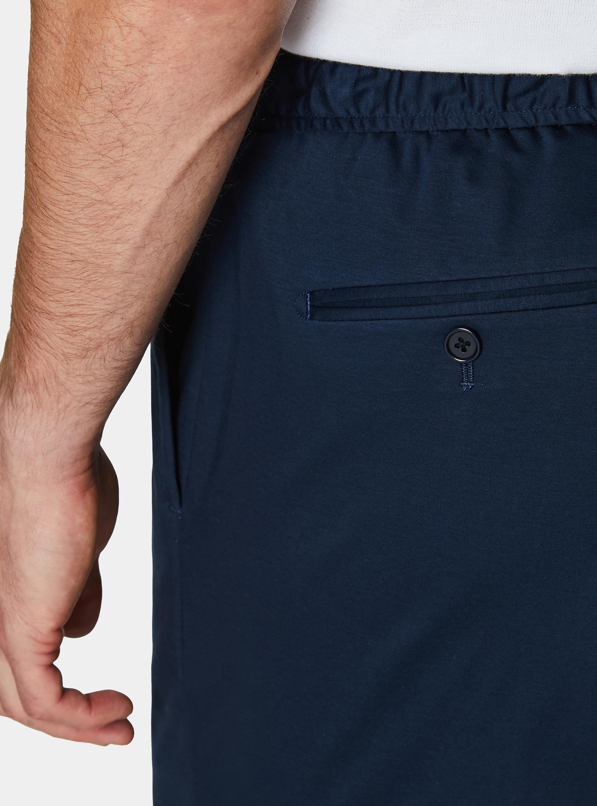 Technical cotton jersey drawstring trousers, NAVY BLUE