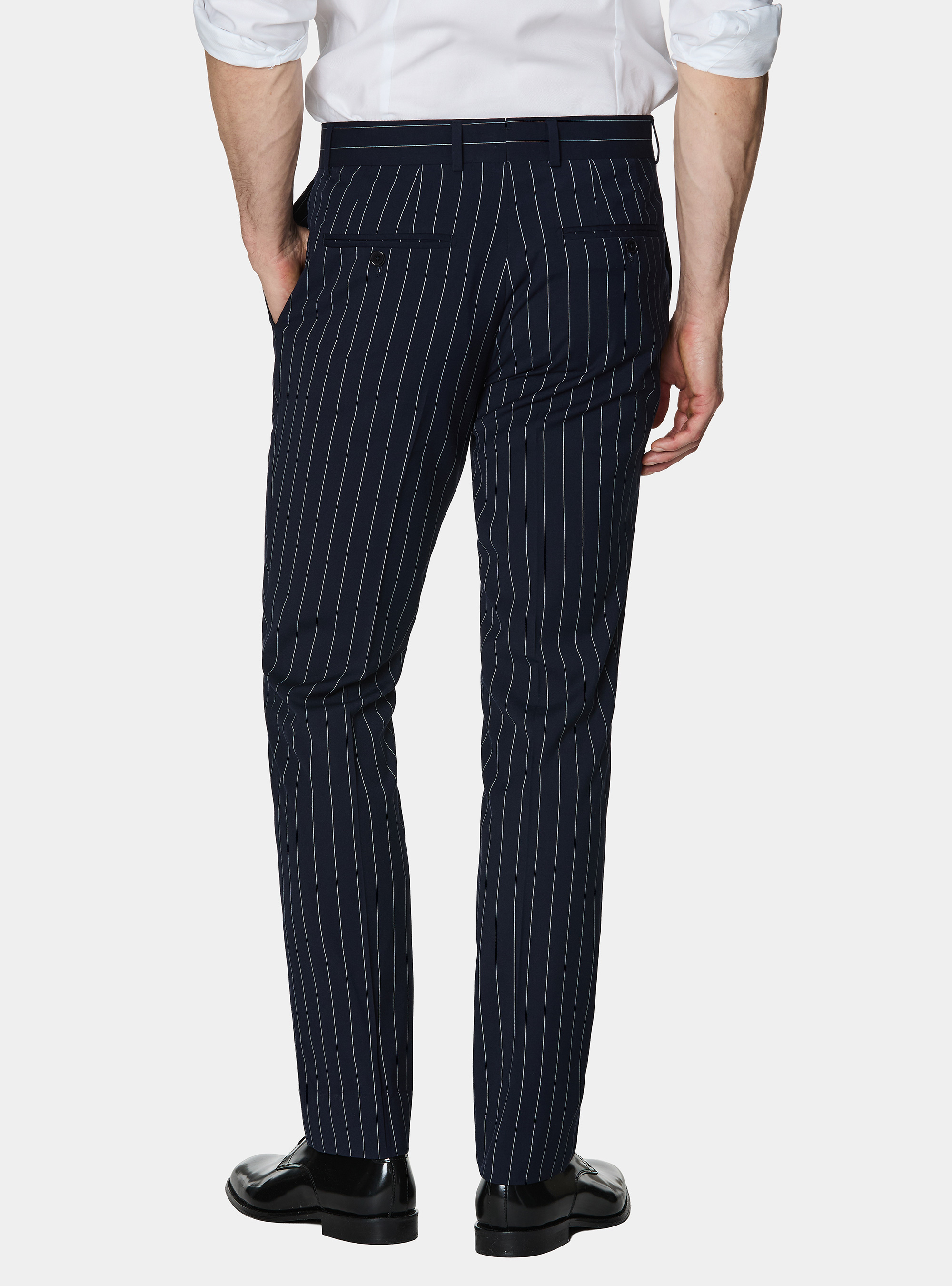 Pantalones de traje a rayas, AZUL MARINO