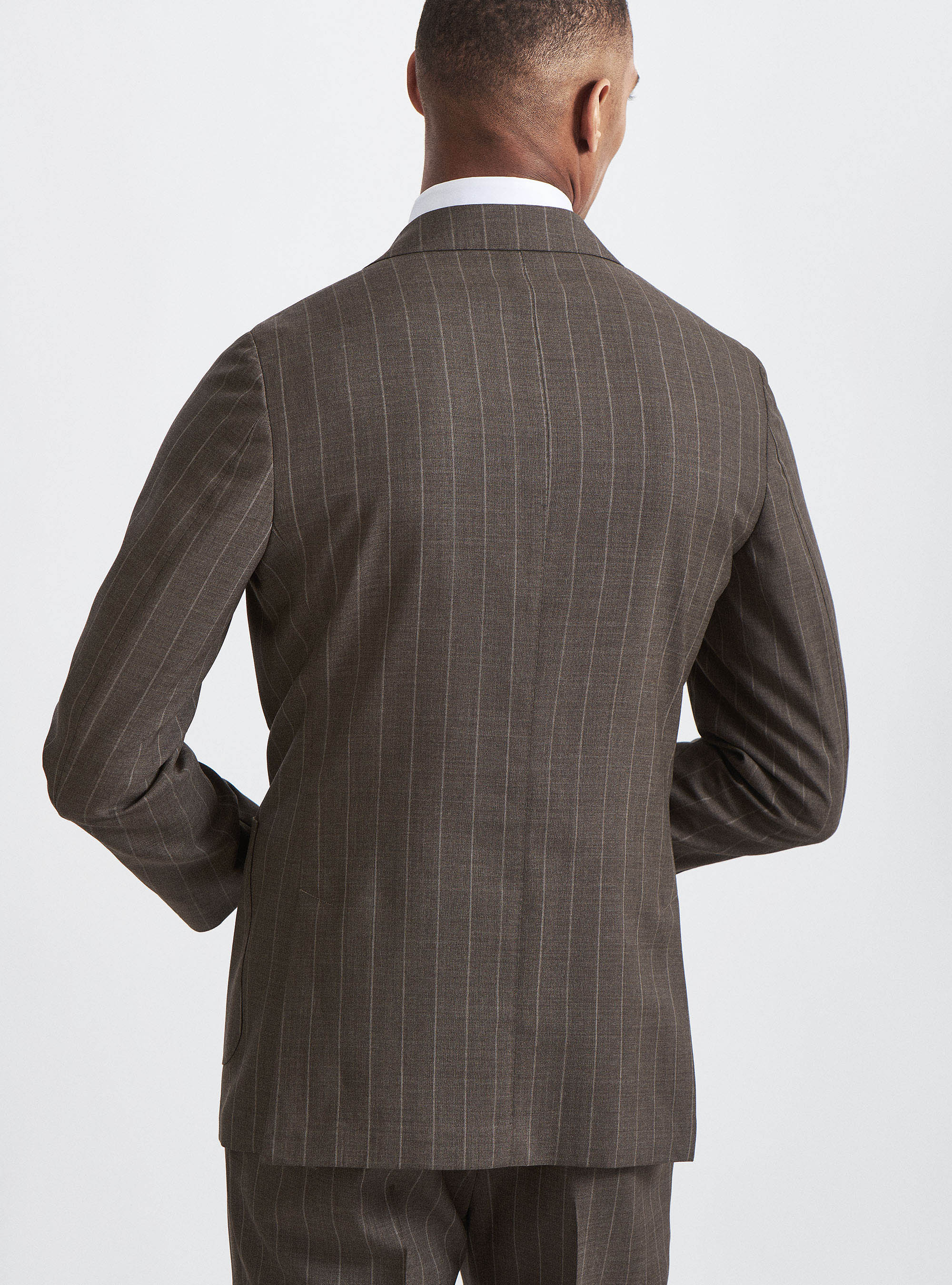 Anzugsjacke aus reiner Wolle mit Nadelstreifen aus Vitale Barberis Canonico, MARRONE 0507C