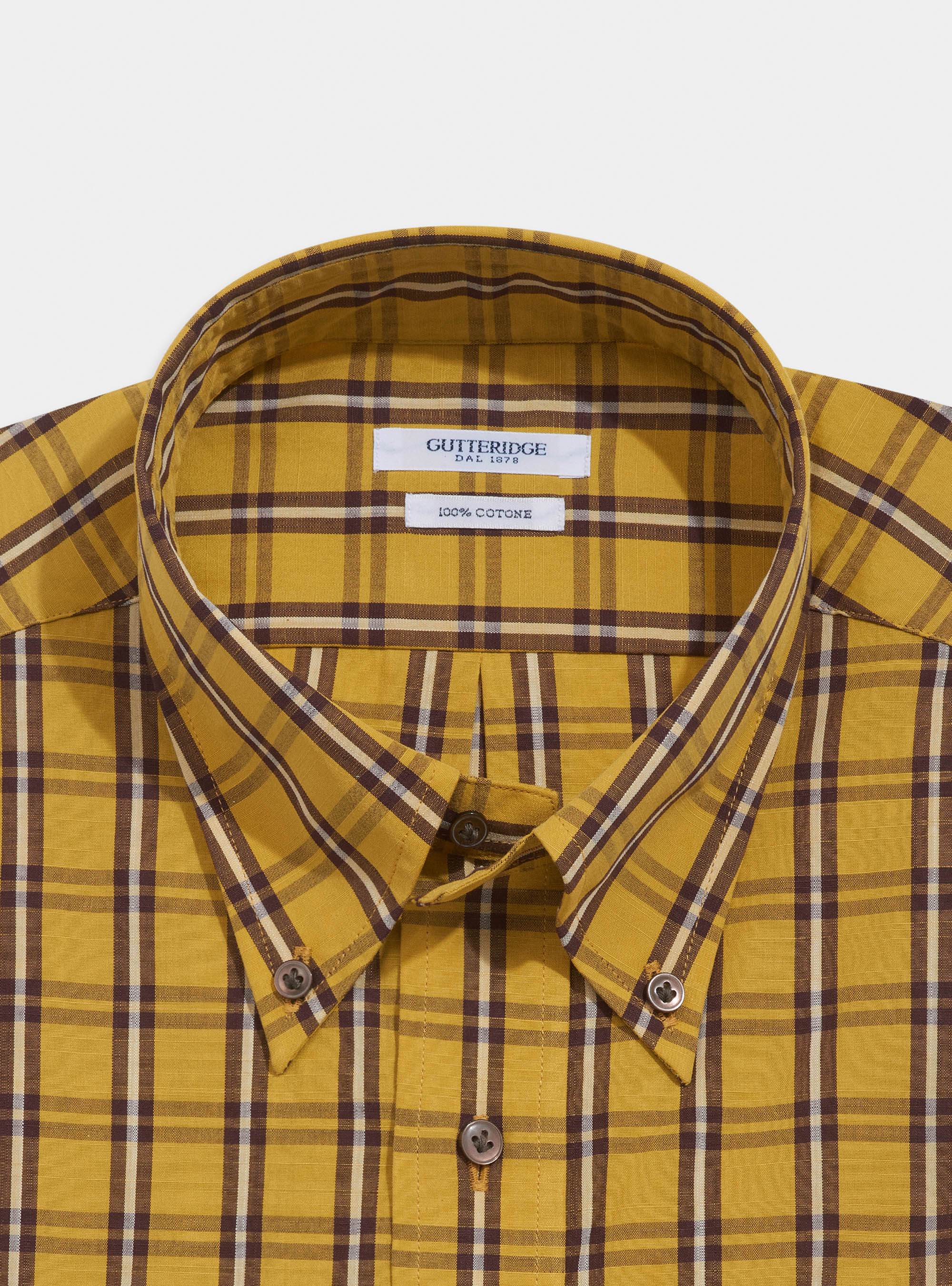 Checked cotton button-down collar shirt with pocket, 0711C OCRA