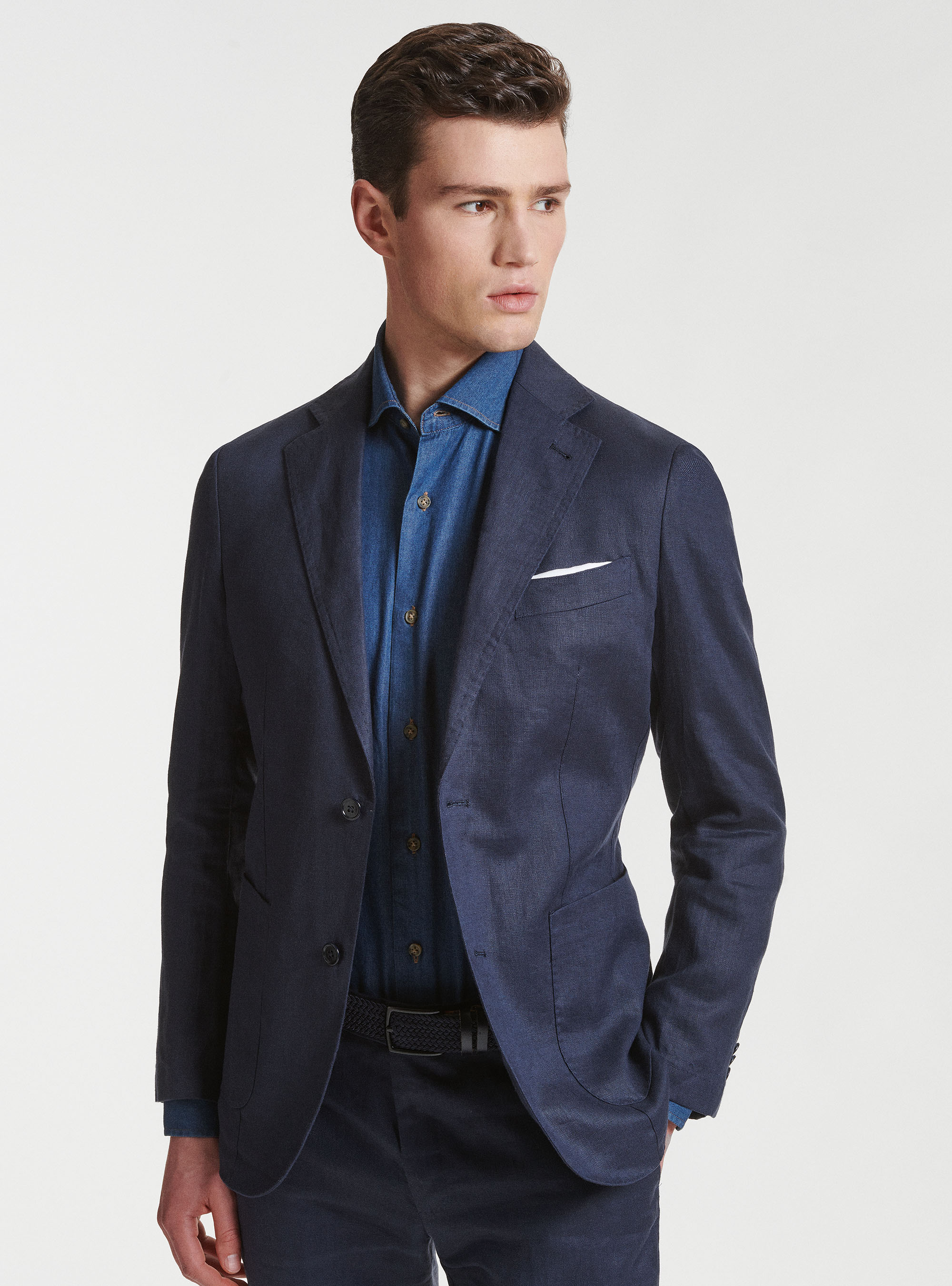 Pure linen suit blazer, NAVY BLUE