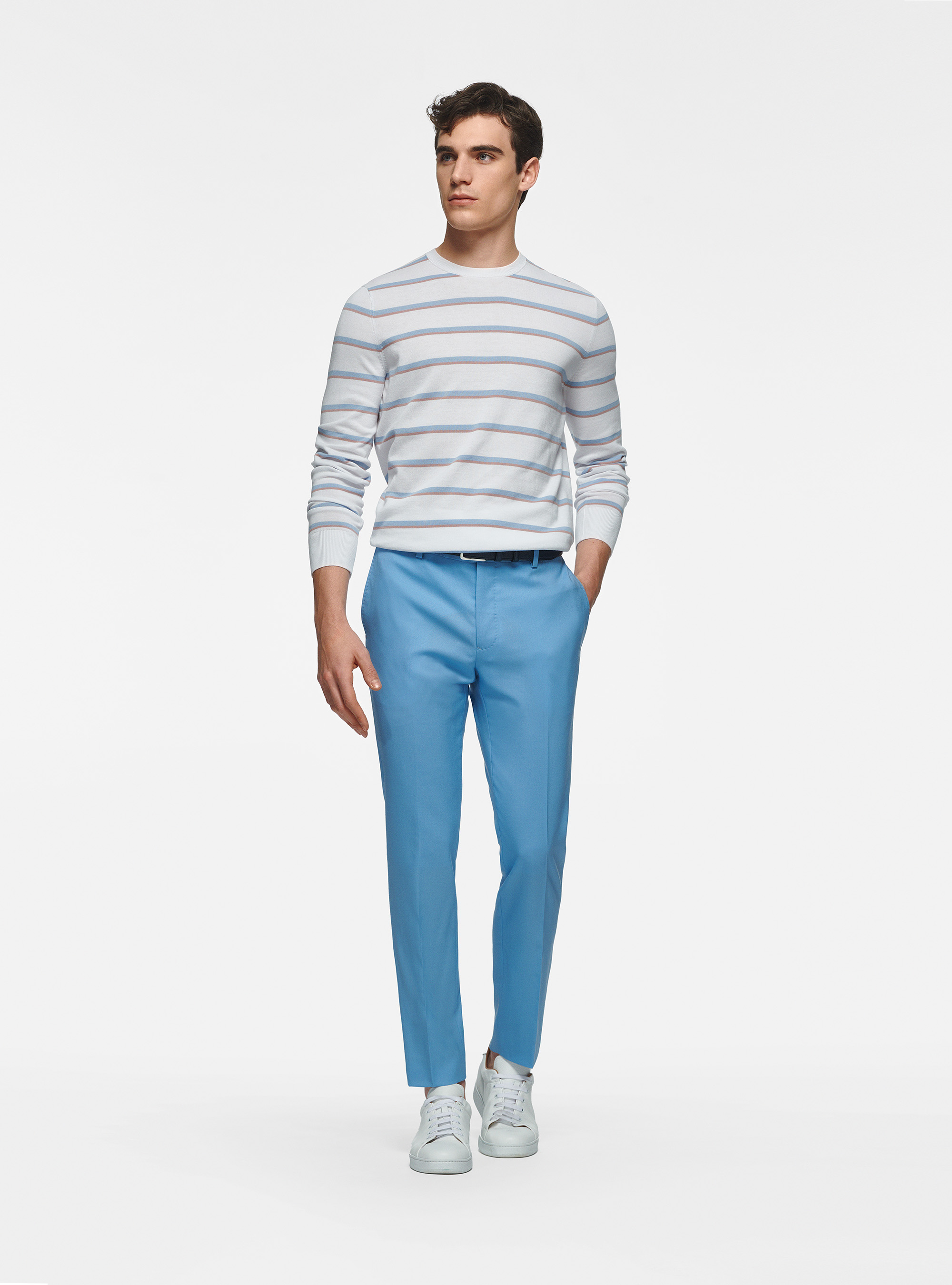 Pantalon en pure laine Vitale Barberis Canonico, BLEU CIEL
