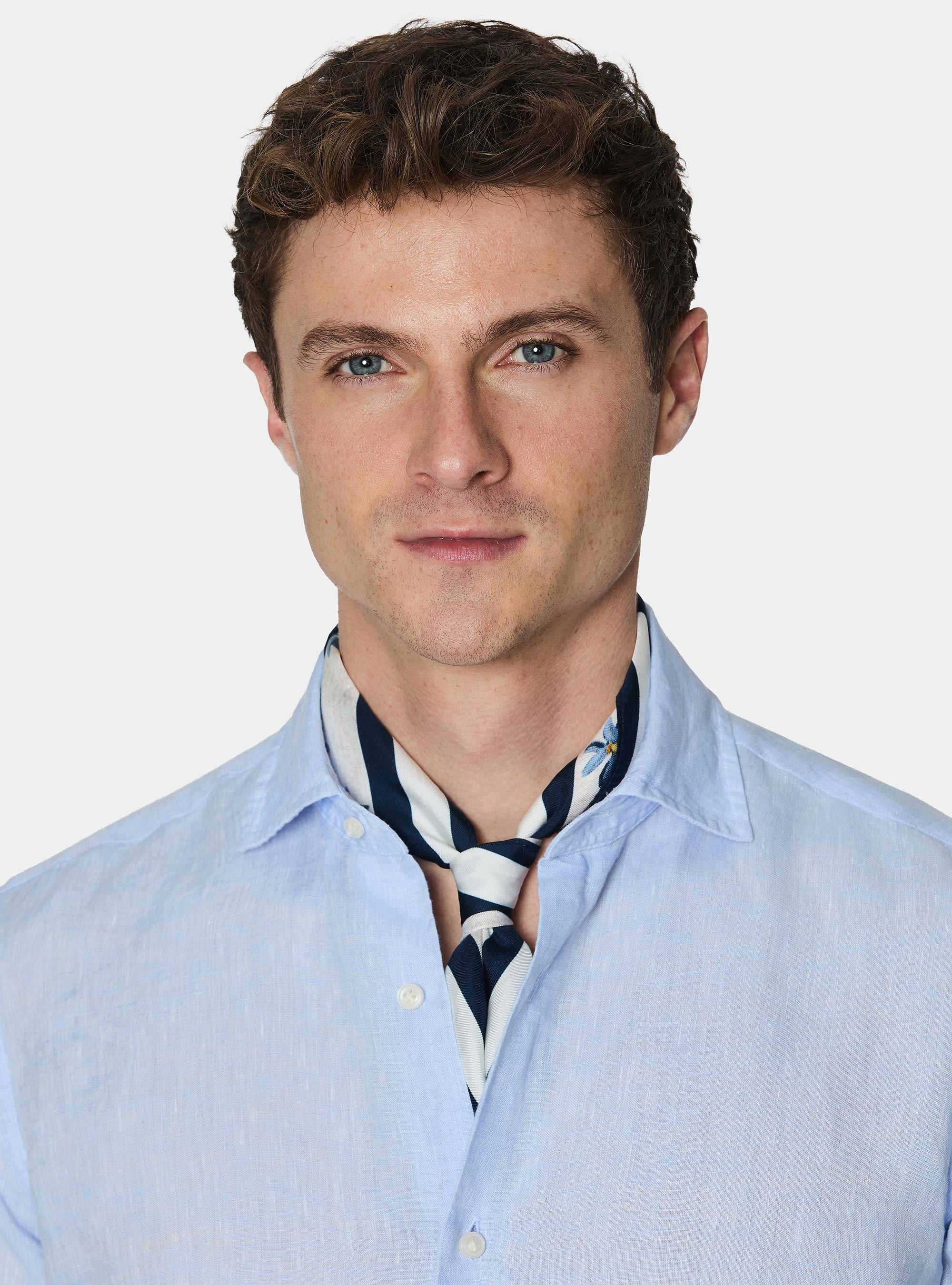 Chemise en pur lin, BLEU CIEL