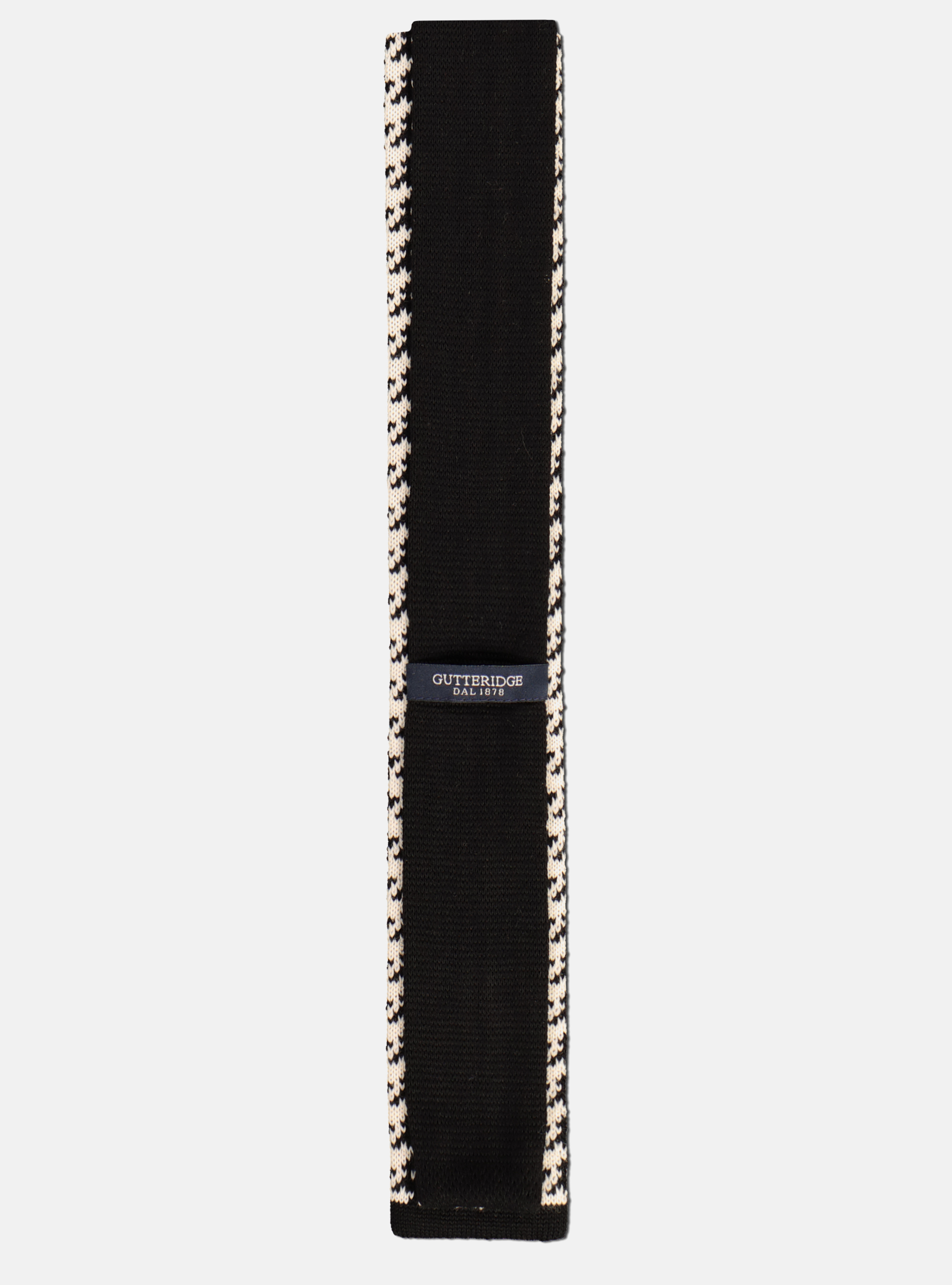 Pied de poule knitted wool tie, BLACK