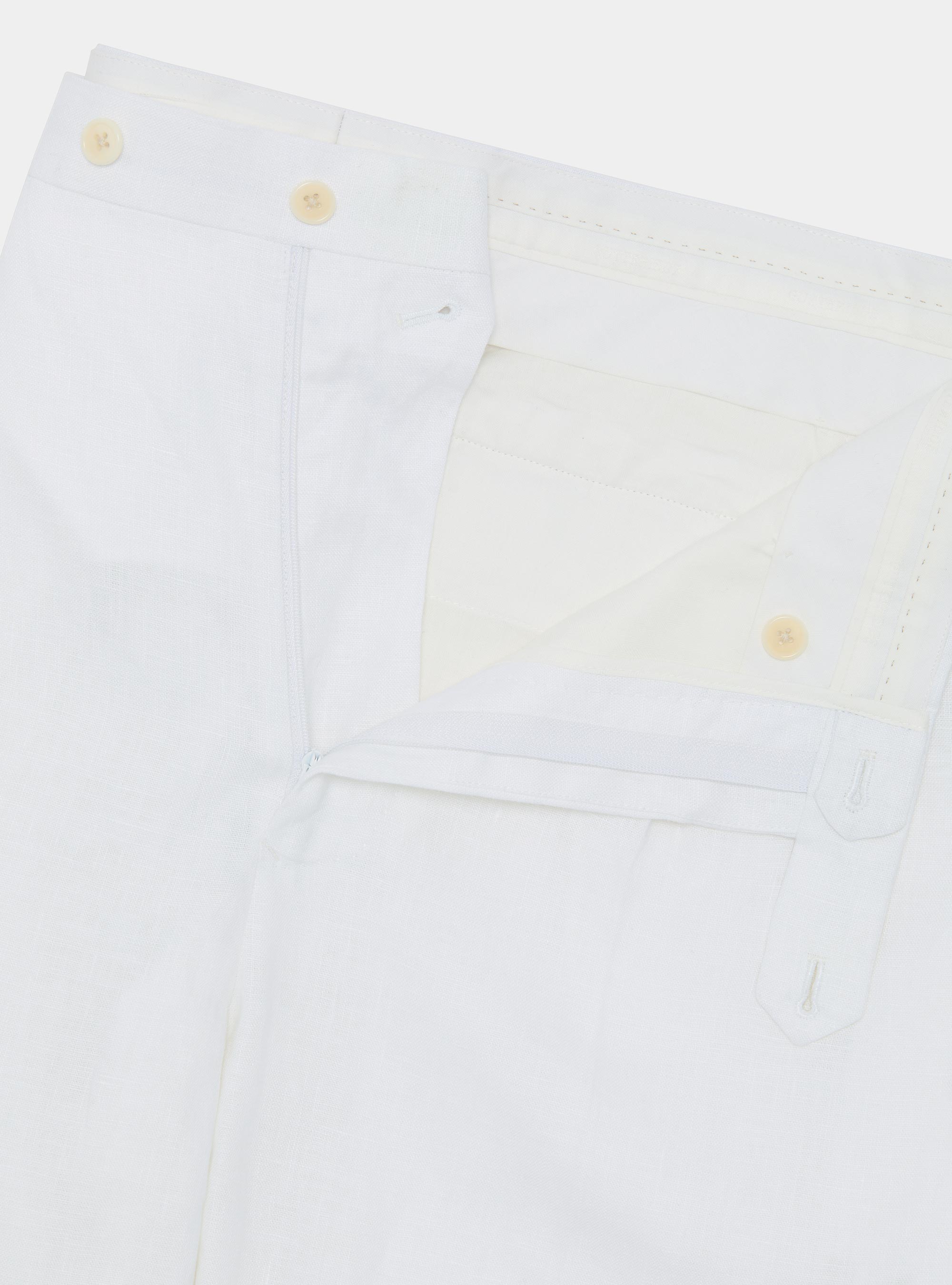 Pure linen double pleat trousers, WHITE