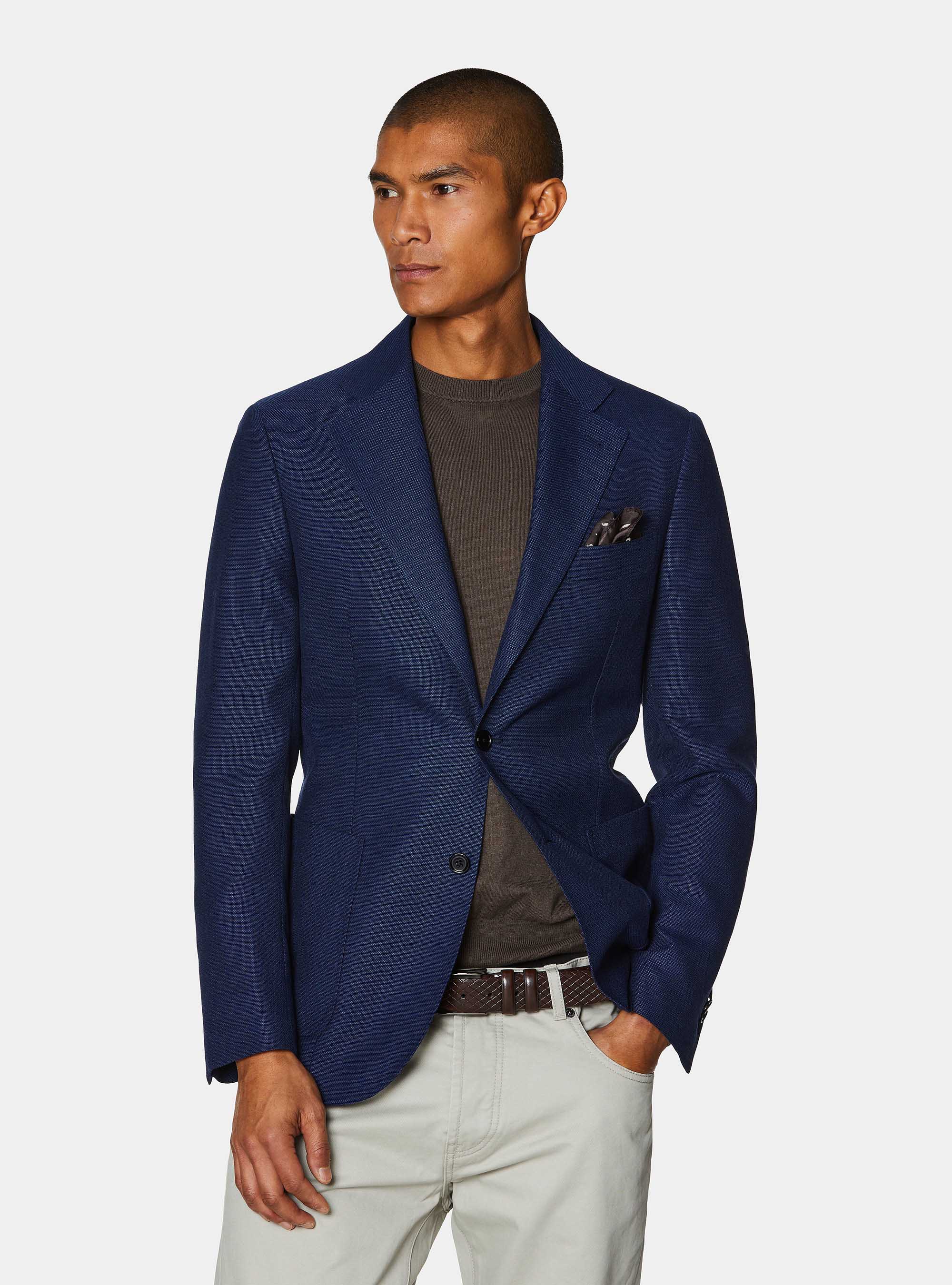 Pure wool hopsack blazer, BLUE