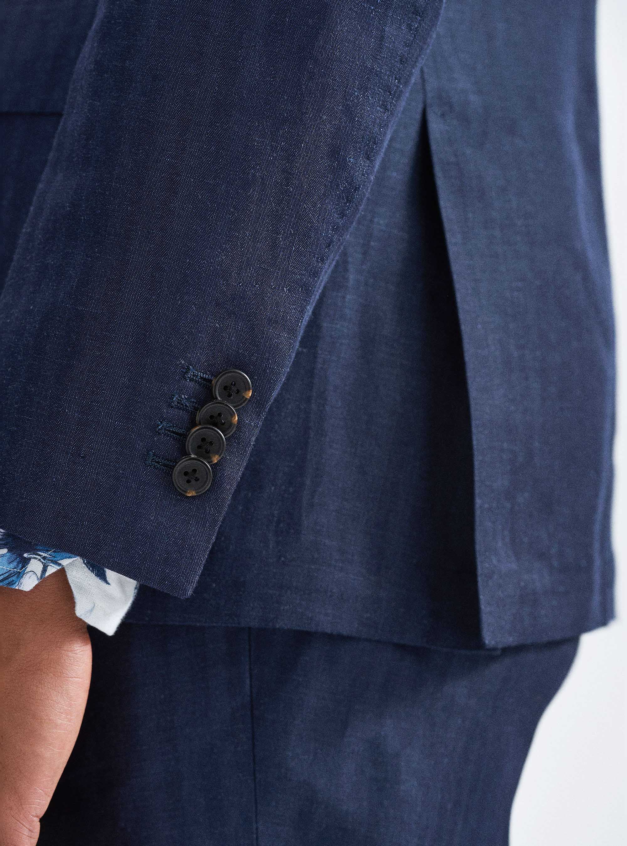 Giacca per abito in misto lino, BLU NAVY