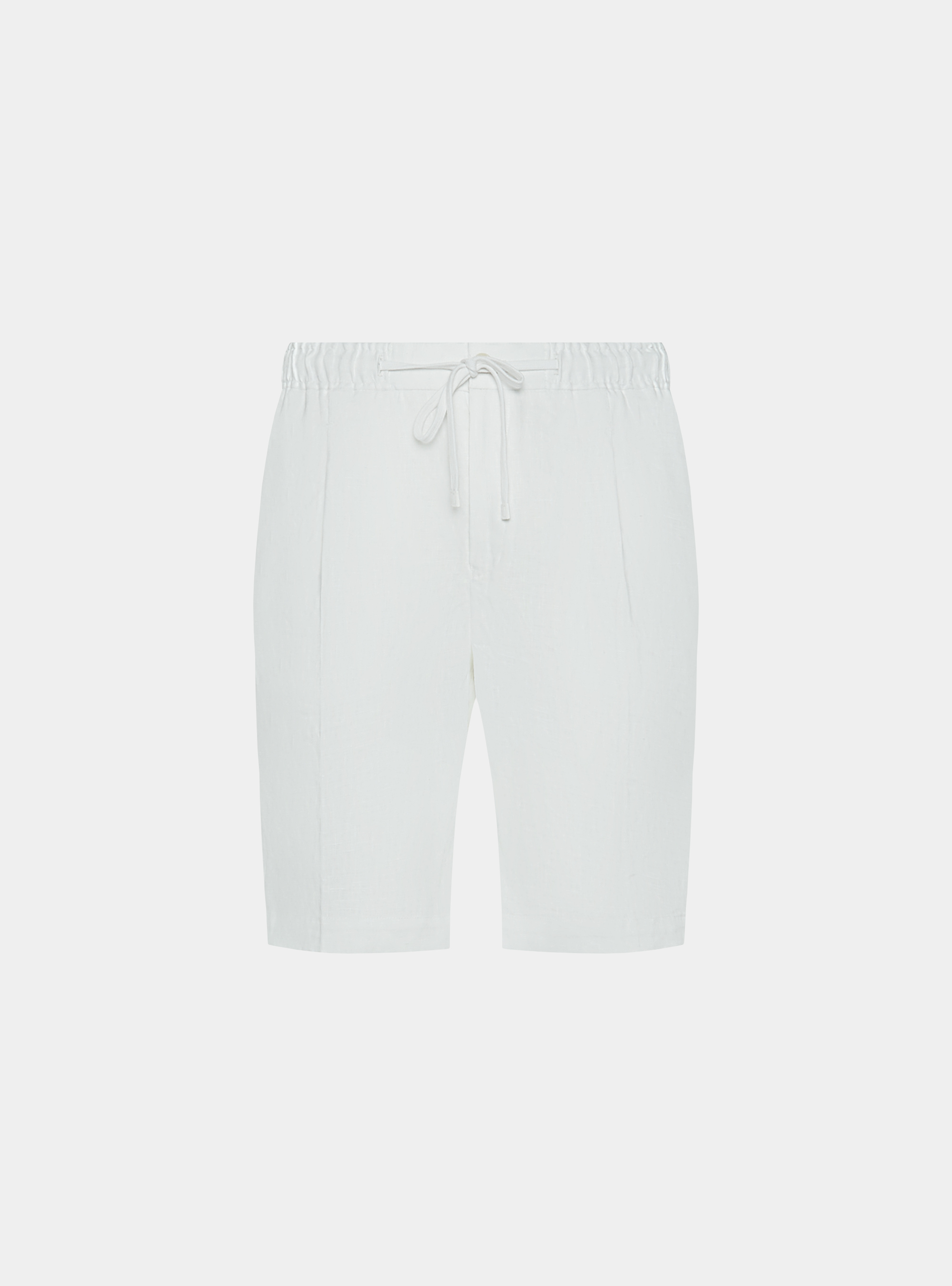 Pure linen bermuda shorts with elastic band, WHITE