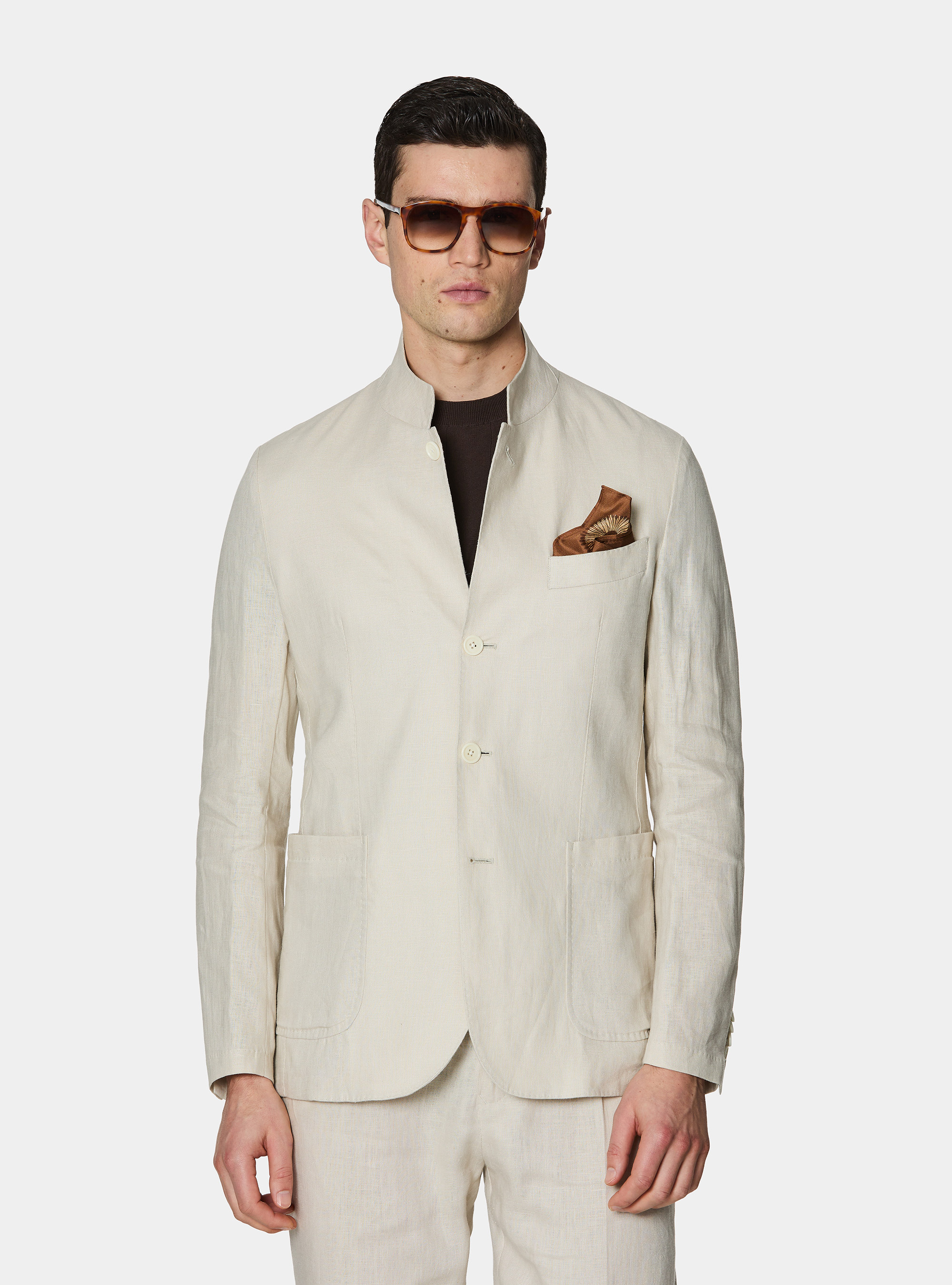 Veste cor&eacute;enne en pur lin, &Atilde; CRU