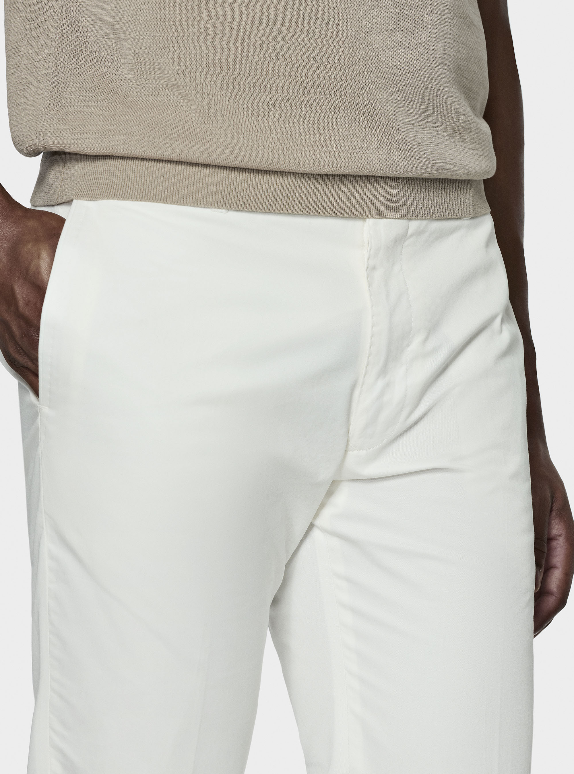 Lightweight twill slim fit chino trousers, WHITE