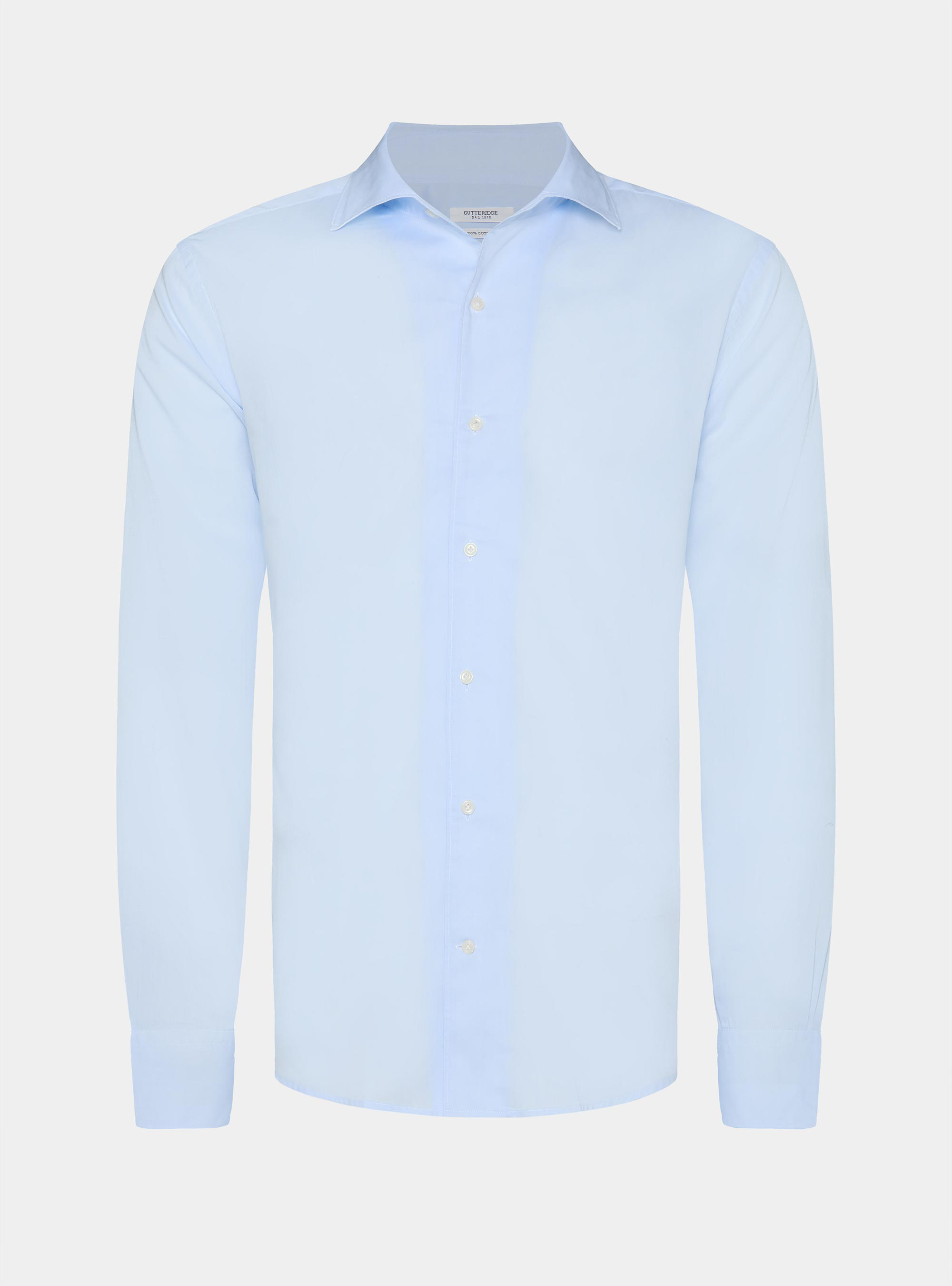 Camisa de algod&oacute;n con tapeta, CELESTE