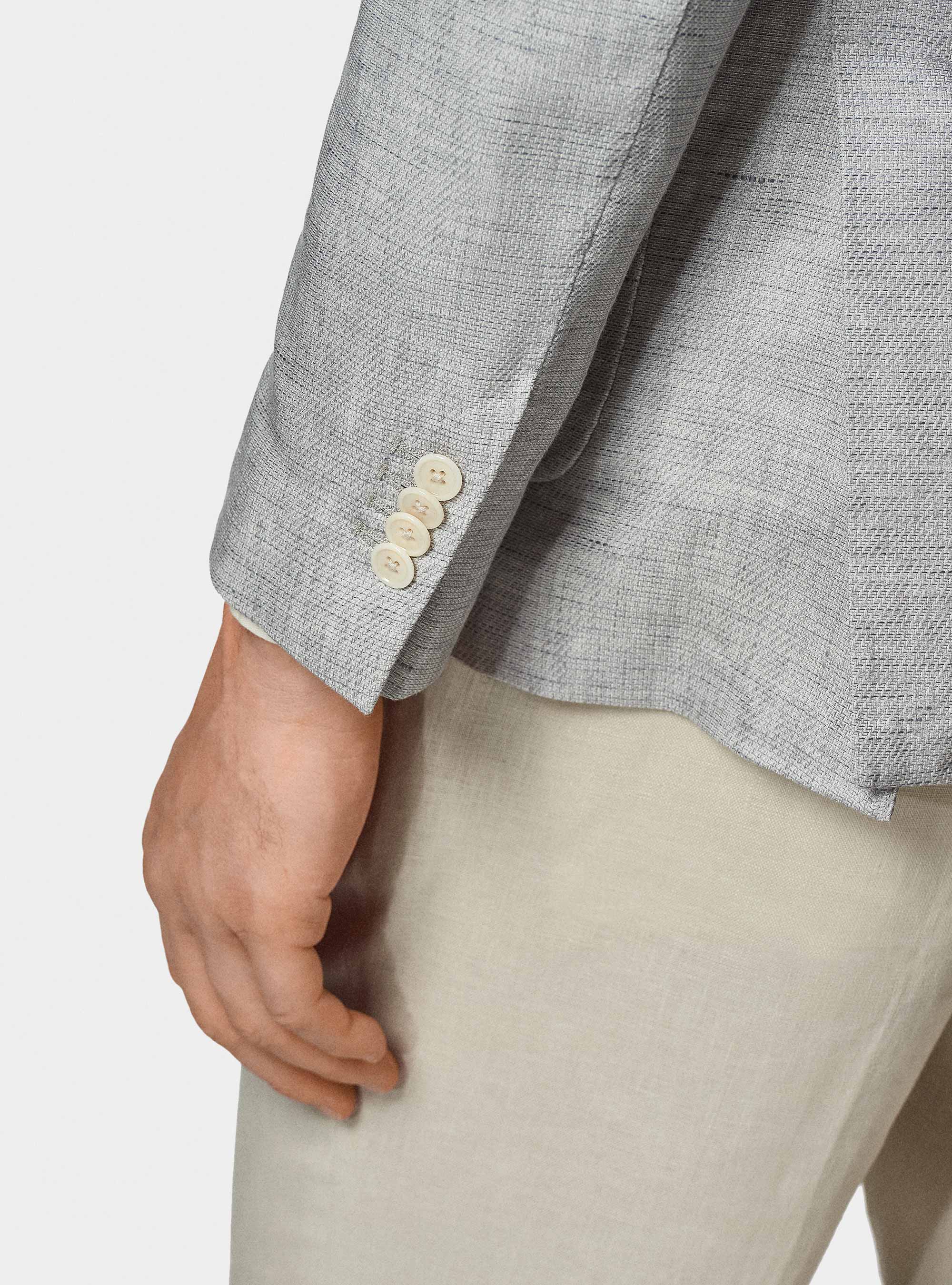 Giacca in misto lino e cotone, GRIGIO CHIARO 0256C