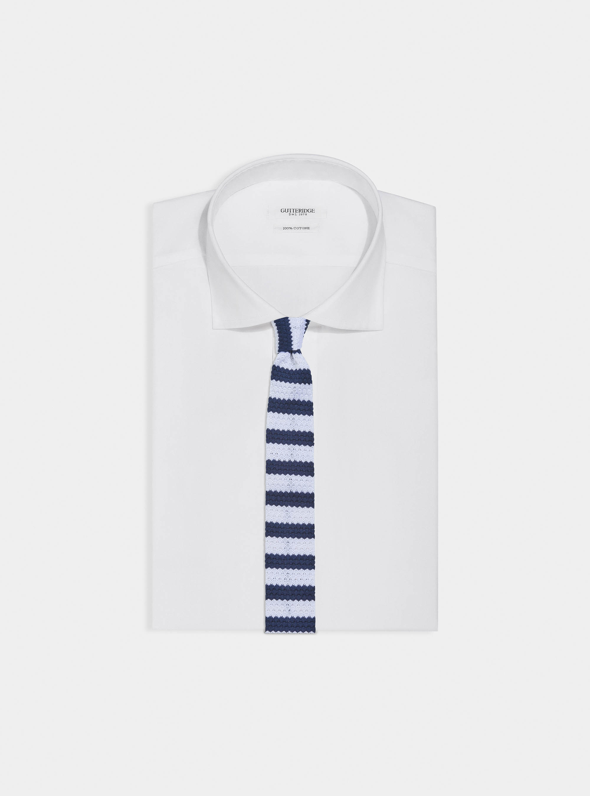 Corbata de punto a rayas, AZUL MARINO