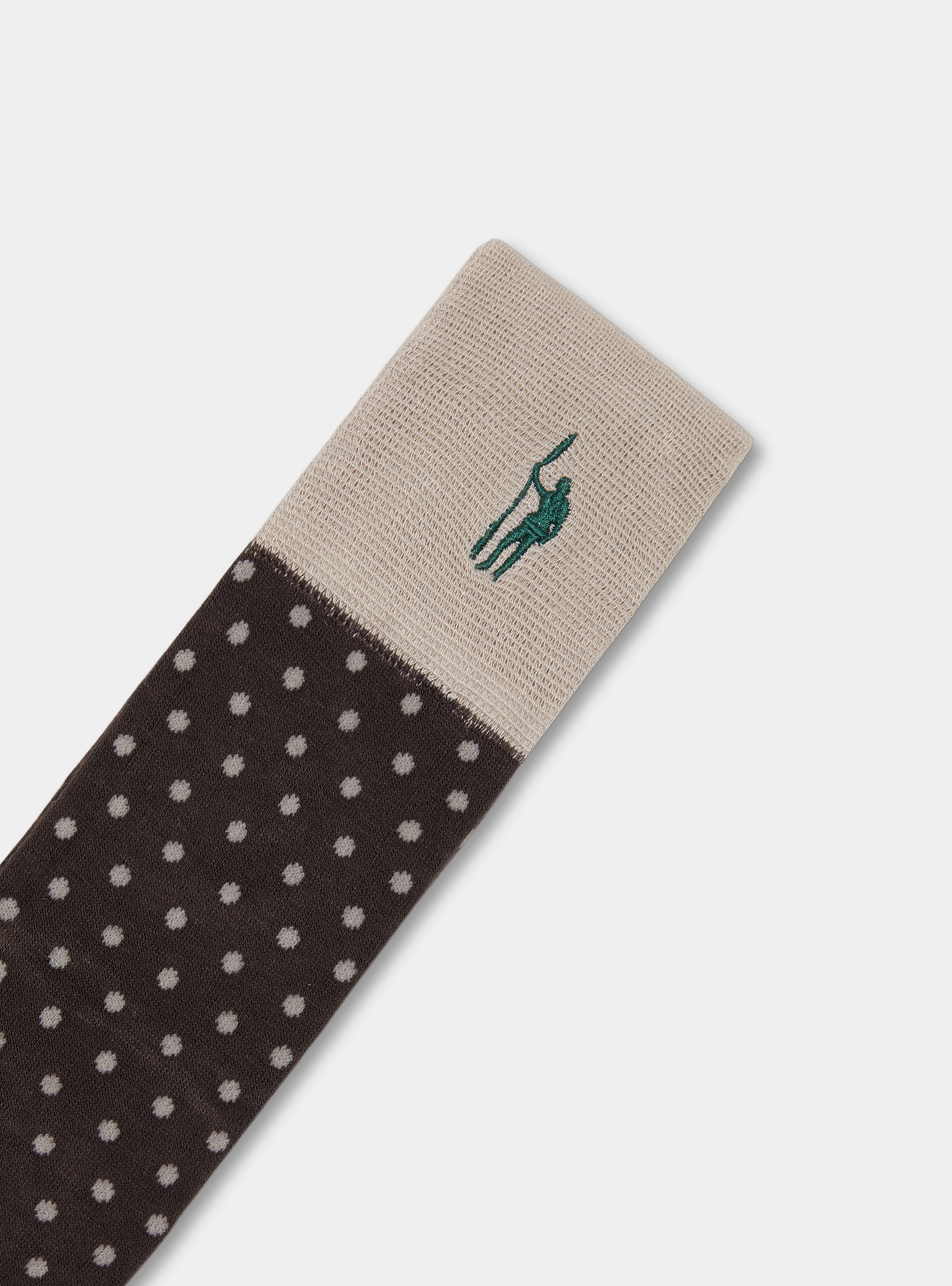 Chaussettes longues &agrave; pois et &agrave; rayures, MARRON