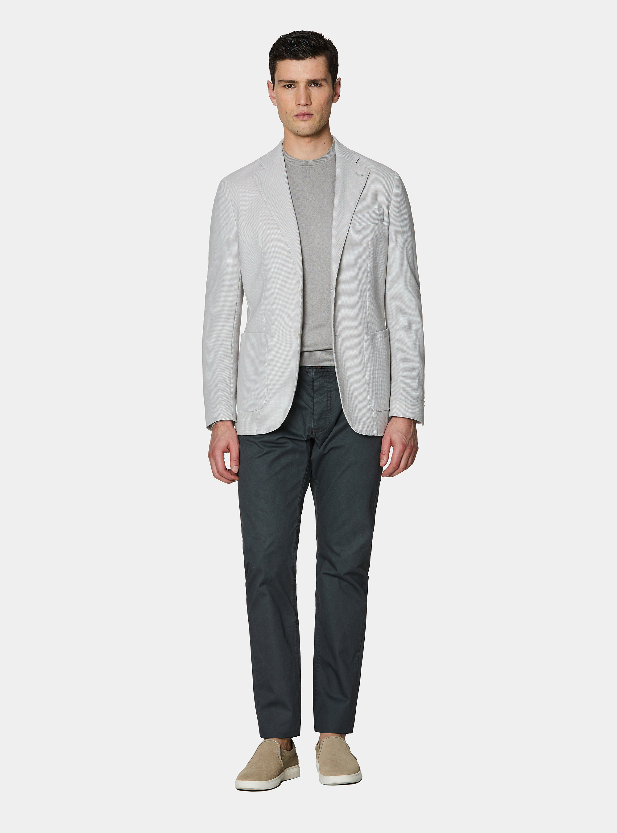 Cotton blend jersey blazer, GRIGIO CHIARO 0256C