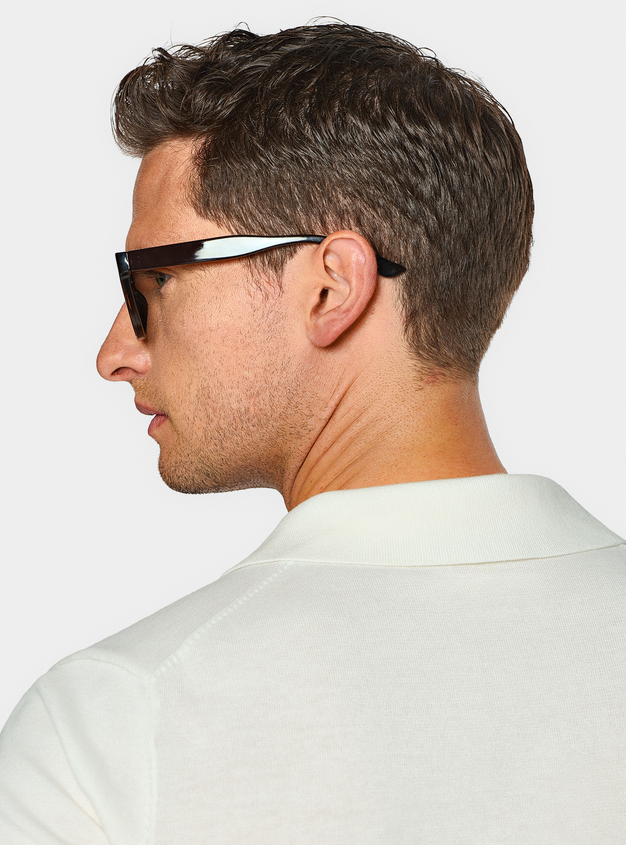 Buttonless knitted polo shirt in extra-fine cotton, WHITE