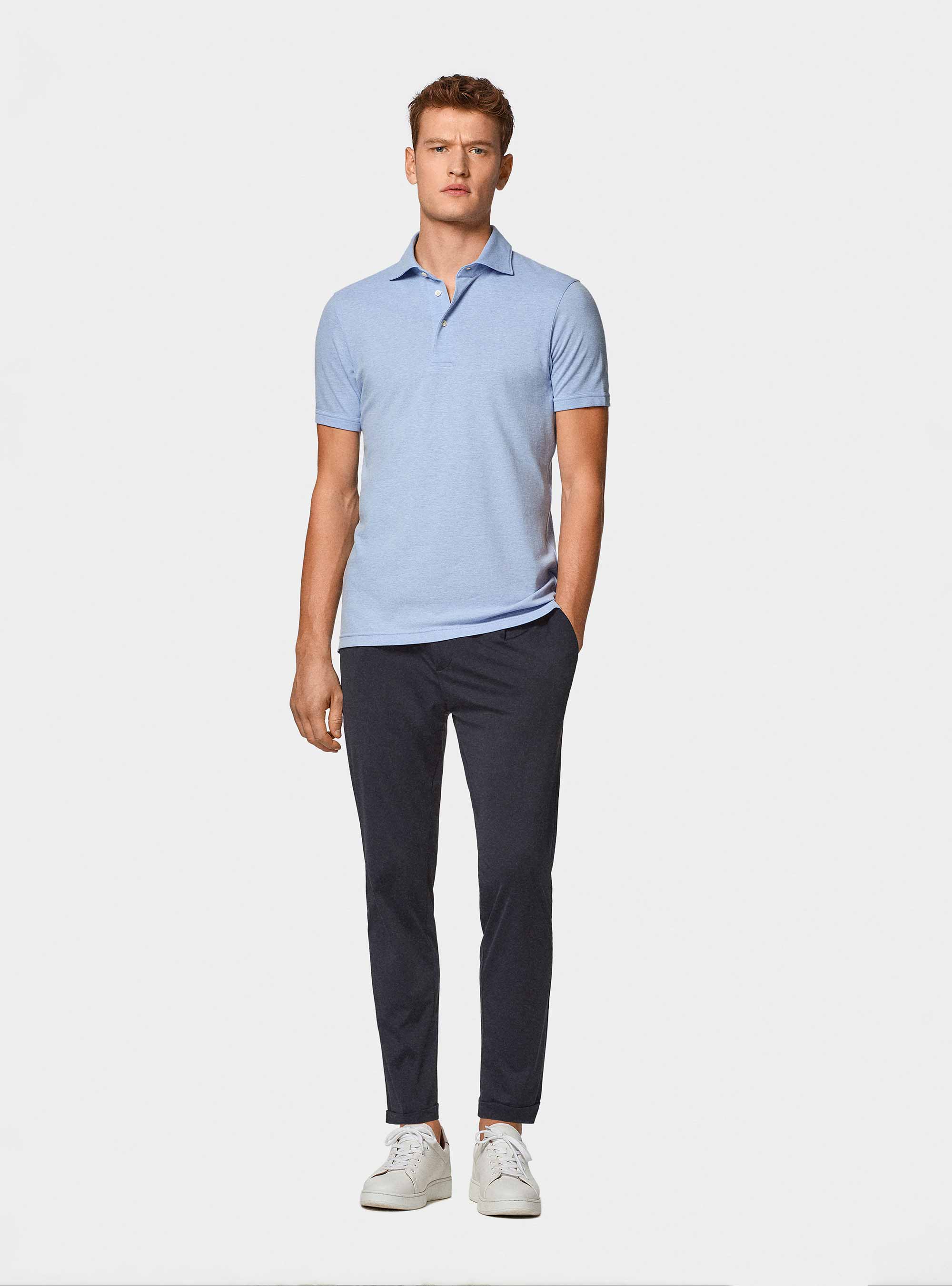 GT01 stretch pique polo shirt, LIGHT BLUE