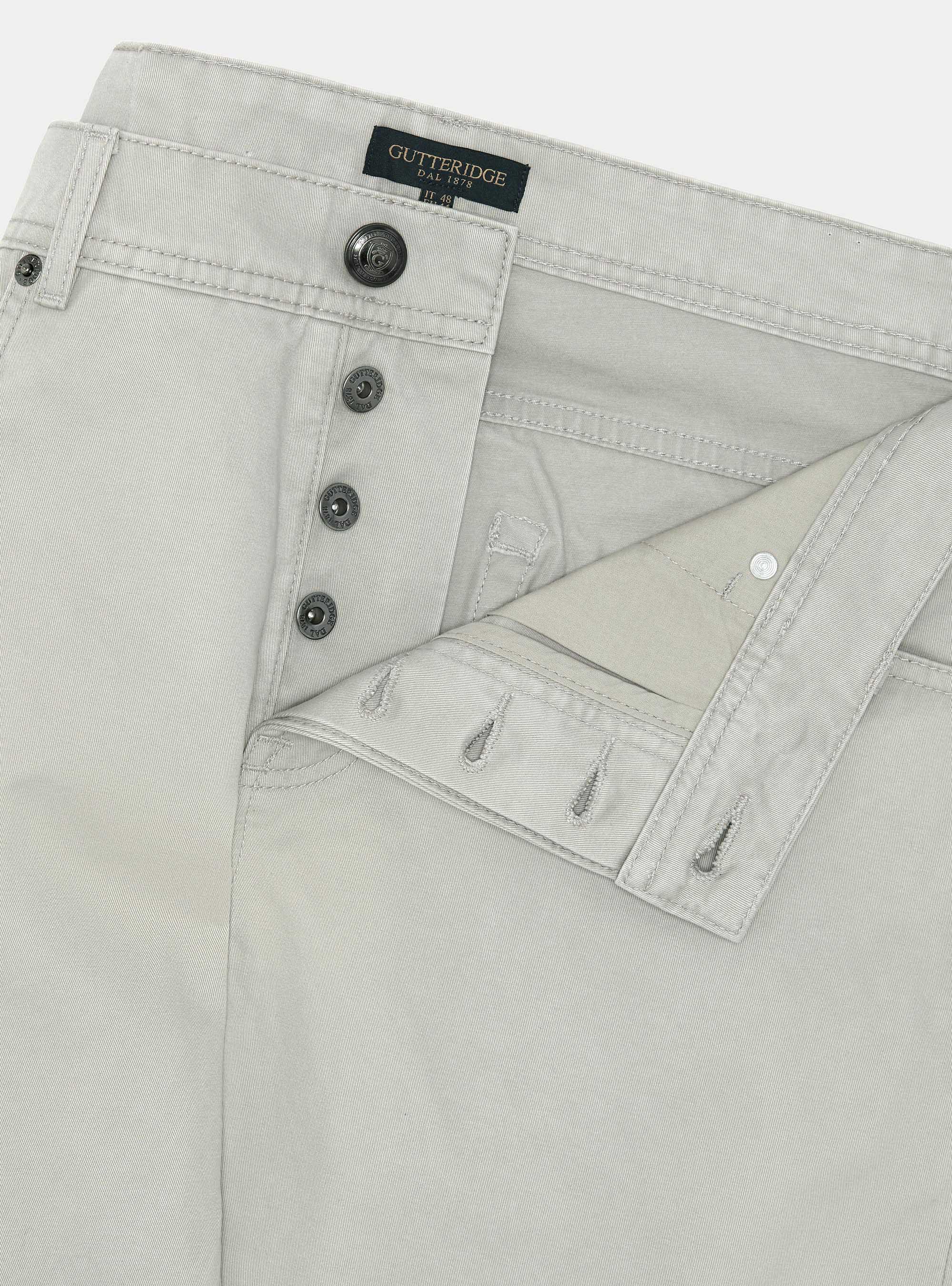 Slim-fit cotton twill trousers, ECRU