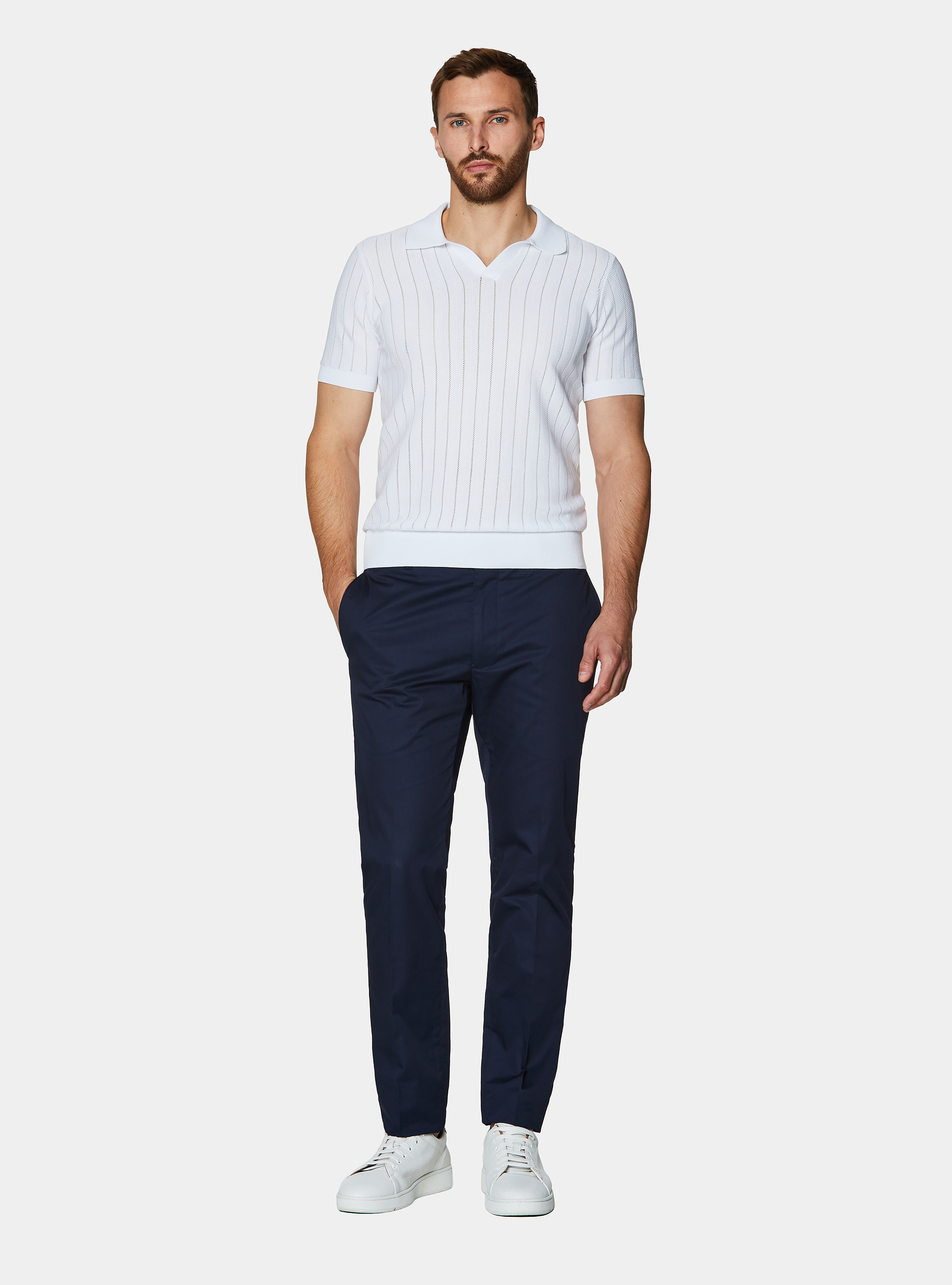 Lightweight twill slim fit chino trousers, NAVY BLUE