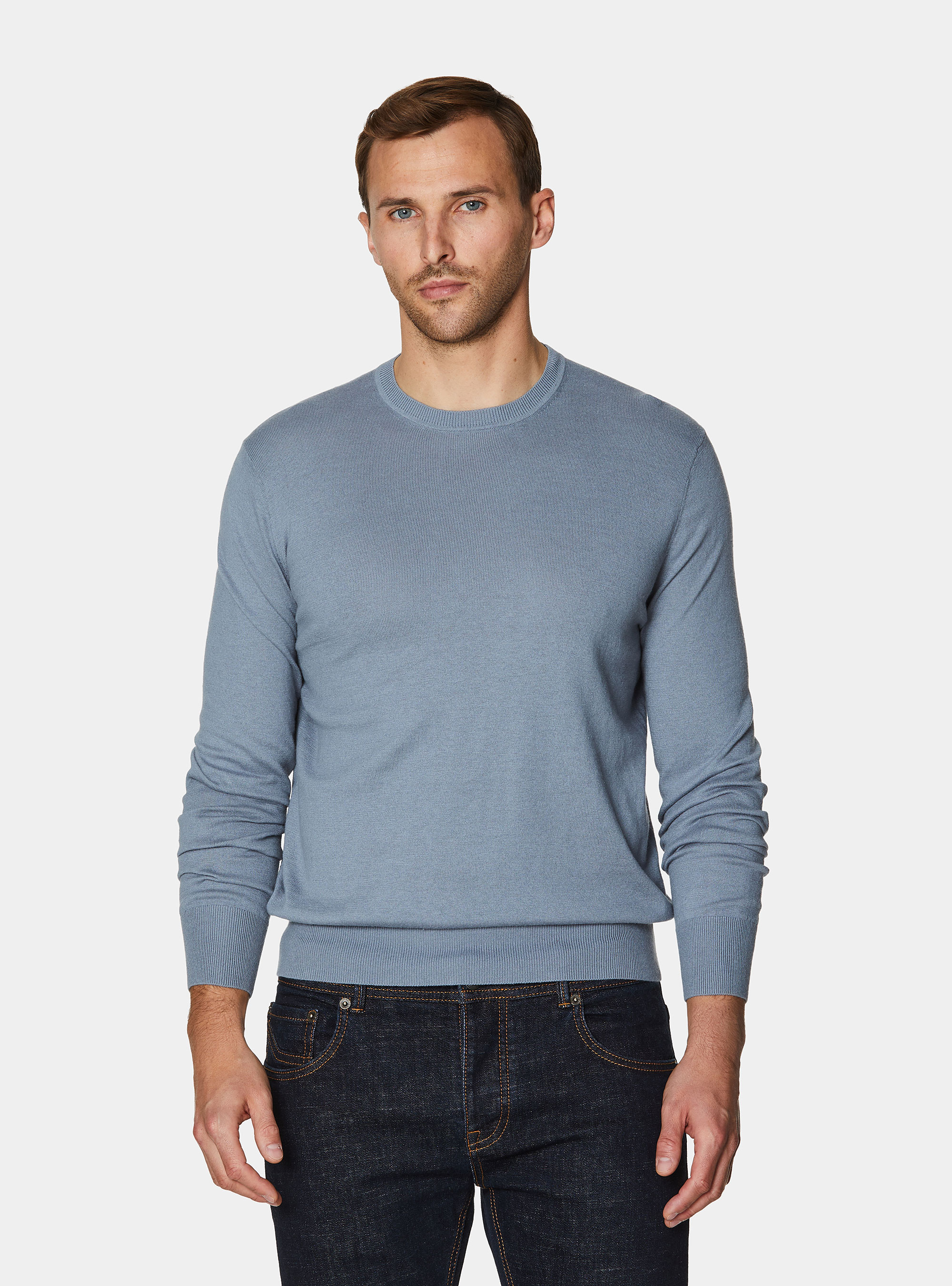 Rundhals-Pullover aus Baumwolle, Seide und Kaschmir, AVIO 0292C