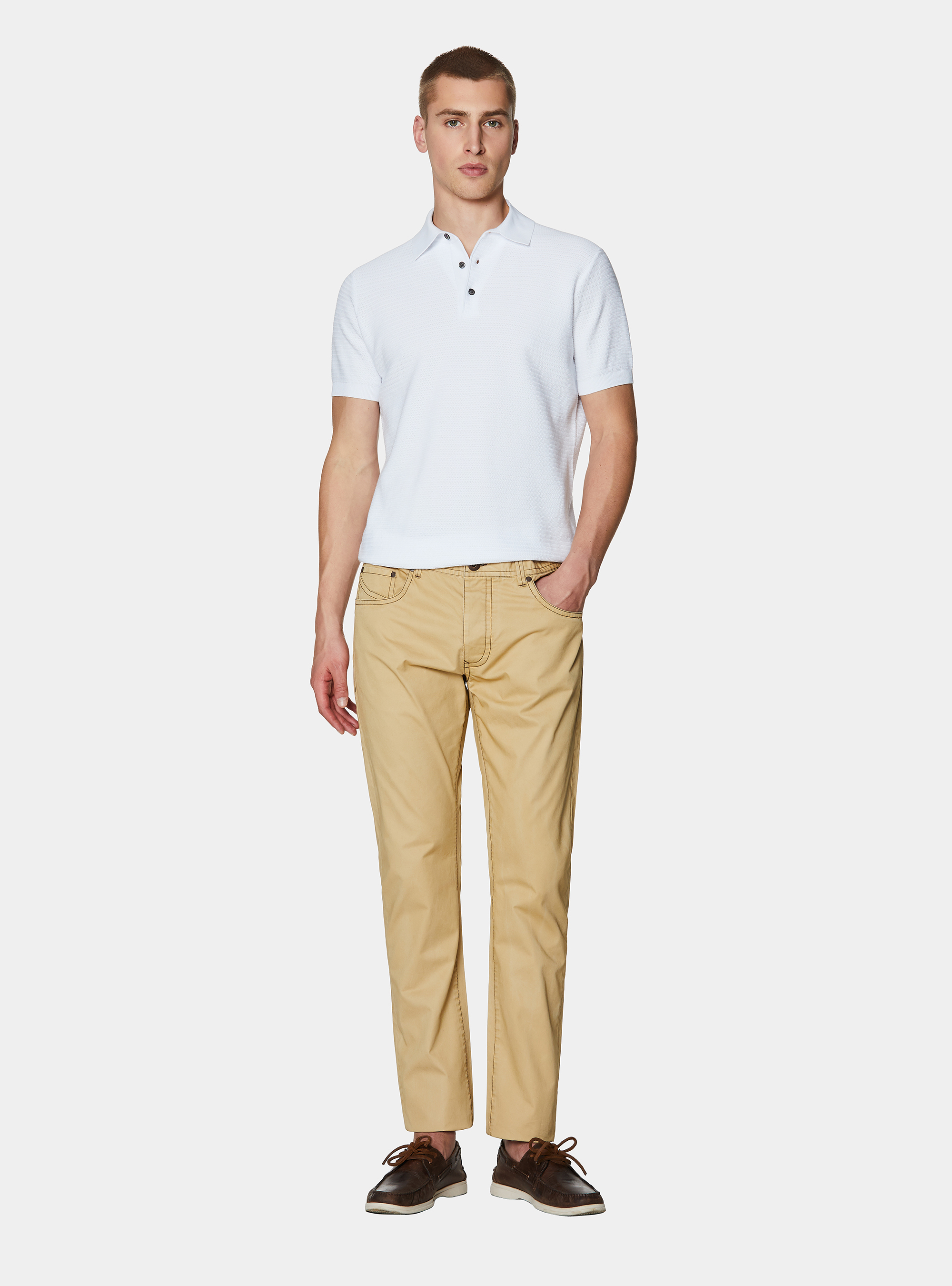 Slim fit cotton trousers, GIALLO CHIARO 0784C