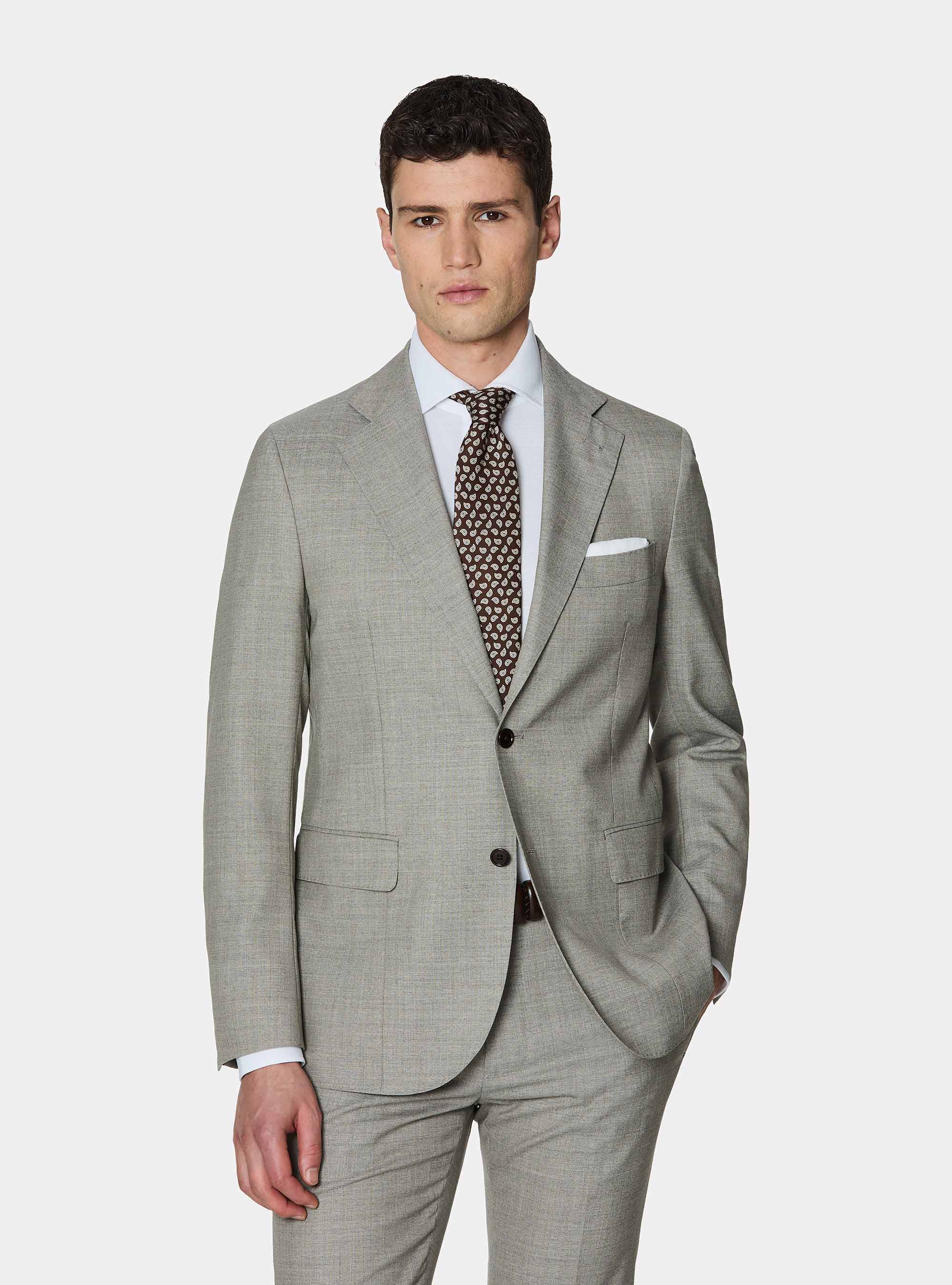 Vitale Barberis Canonico pure wool suit blazer, ECRU