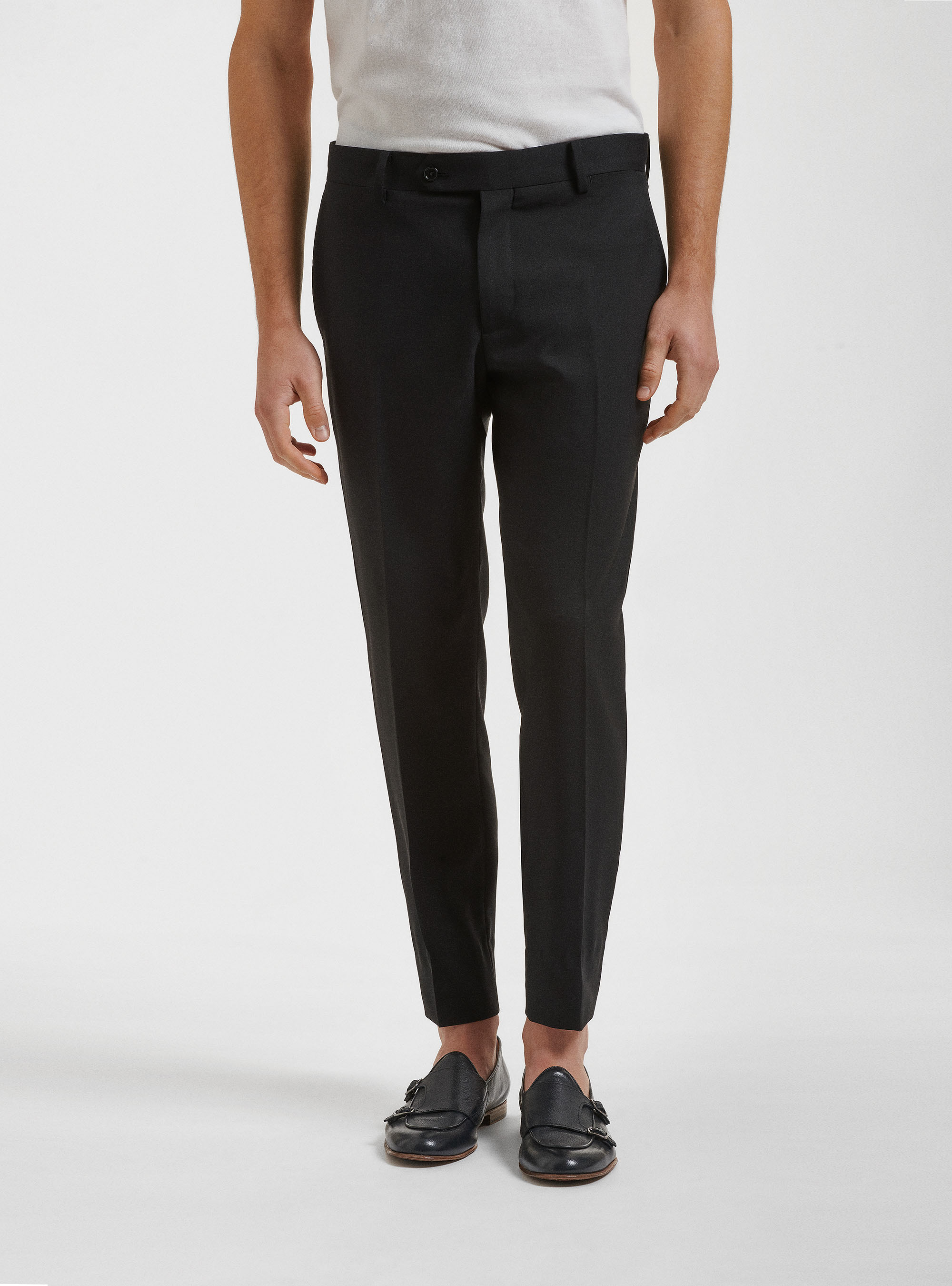 Pantalones de traje de pura lana Vitale Barberis Canonico, NEGRO