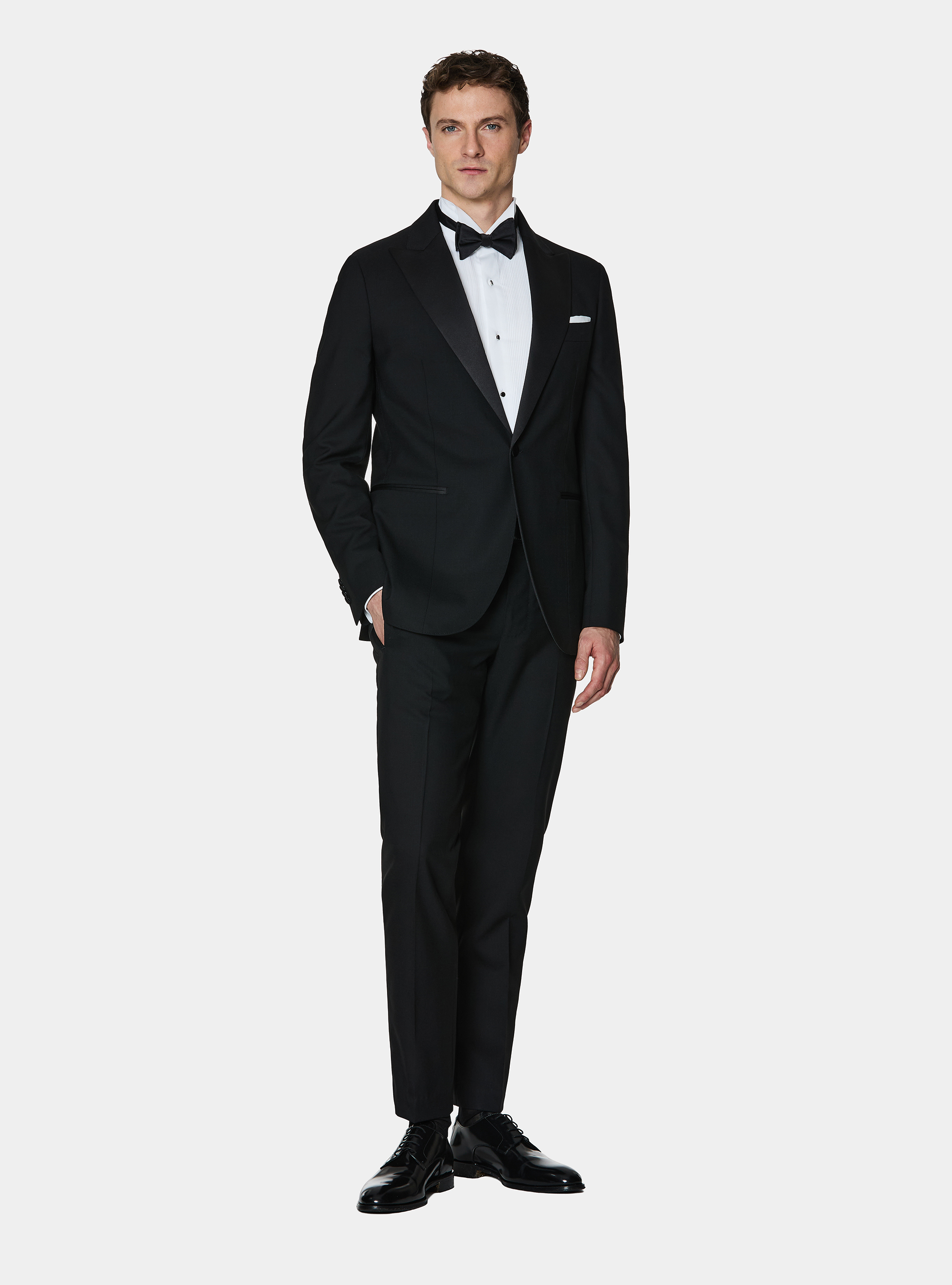 Pantaloni abito smoking in lana Vitale Barberis Canonico, NERO